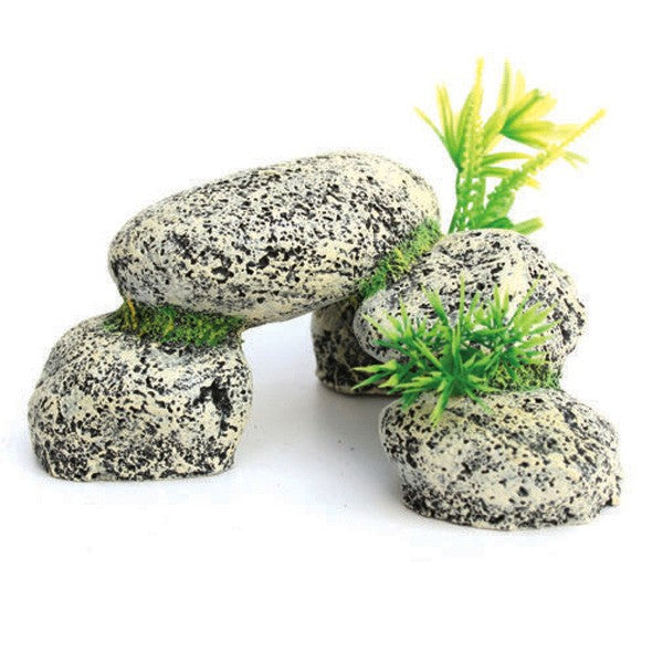 Betta Aquarium Medium Grey Stone Form With Plant